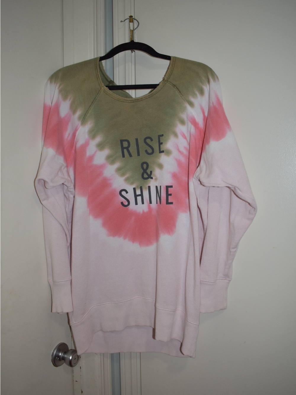 aerie Tie-Dye 'Rise & Shine' Crewneck Sweatshirt - Pink & Olive
